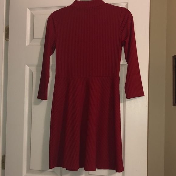 Red Ribbed Dress - Picture 2 of 3